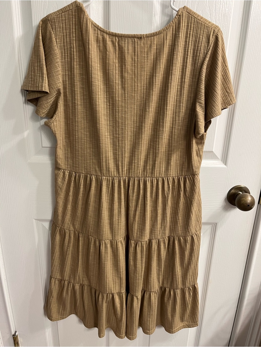 Very J Tan Ribbed Tiered Scoop Swing Dress - Picture 2 of 5